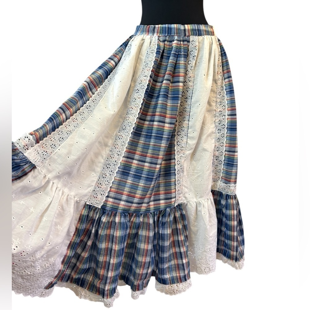 Vintage Striped White Prairie Circle Skirt - Picture 9 of 12